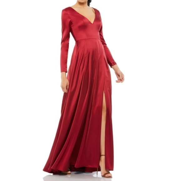 MAC DUGGAL Satin Bridesmaid Bridal Prom Formal Cocktail Long Gown • size 14 NWT - Picture 1 of 3